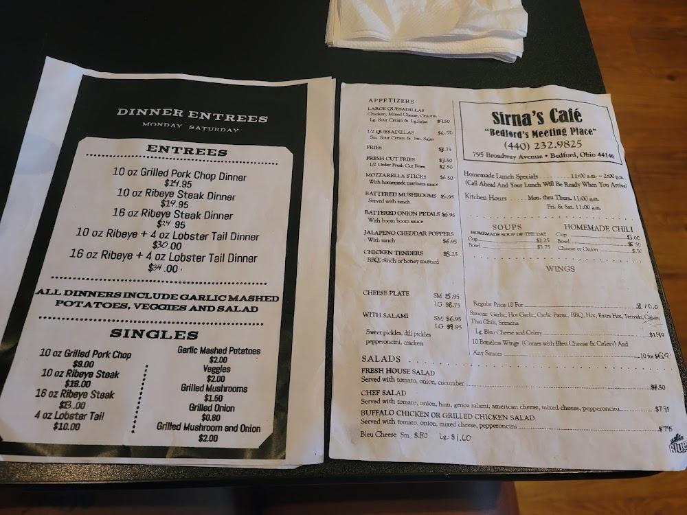 Sirna's Cafe Menu image 3