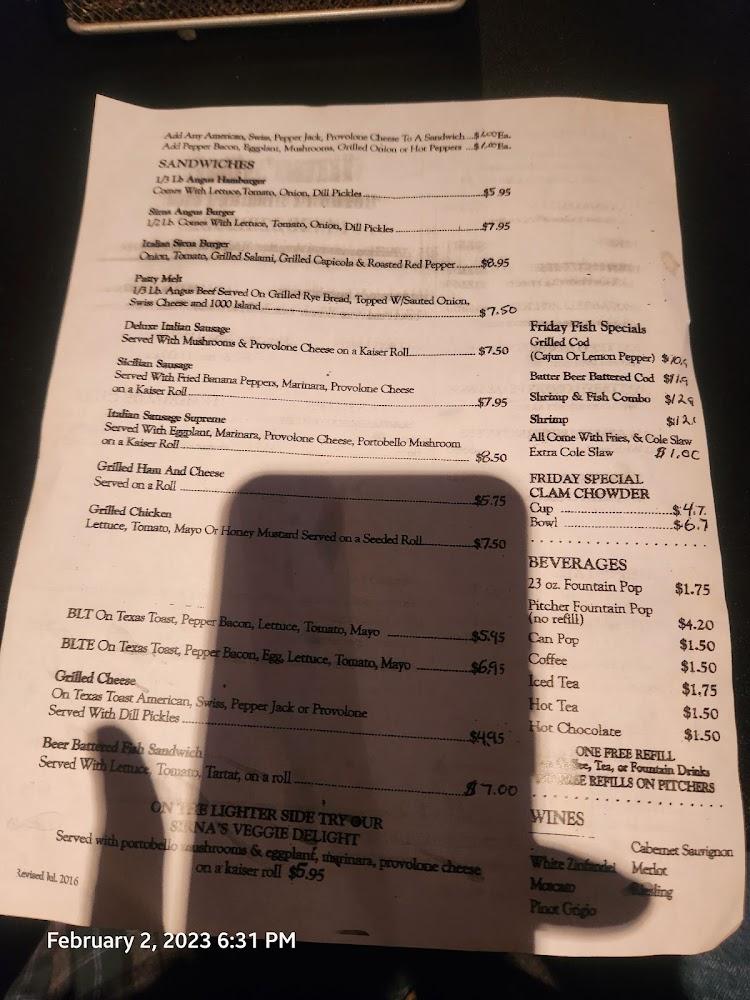 Sirna's Cafe Menu image 4